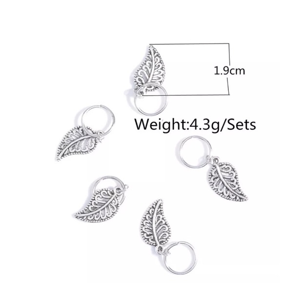 Silver Leaf Hair Charms Set Of 10 New In Package - Picture 4 of 5